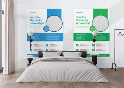 Creative medical flyer template design Wall mural